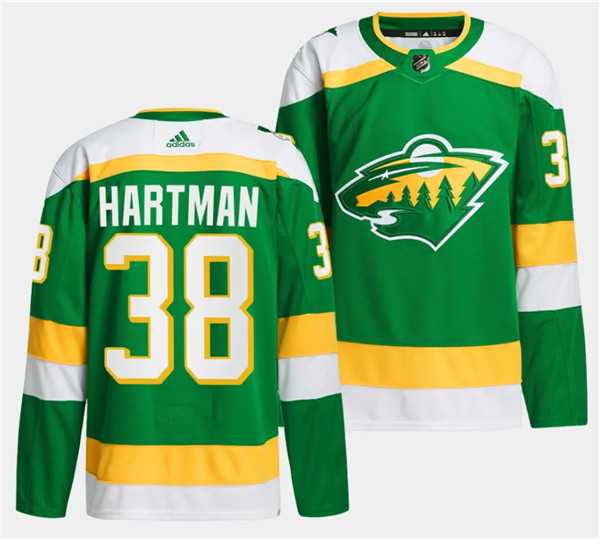 Men%27s Minnesota Wild #38 Ryan Hartman Green 2023-24 Stitched Jersey Dzhi->minnesota wilds->NHL Jersey